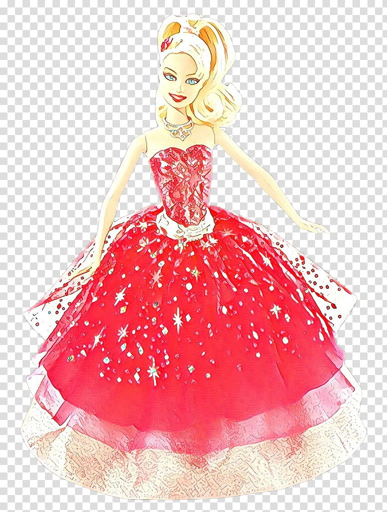 doll dress clothing pink toy, Cartoon, Barbie, Gown, Costume Design, Figurine transparent background PNG clipart