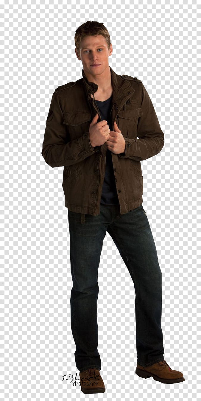 The Vampire Diaries, Zach Roerig in brown jacket transparent background PNG clipart