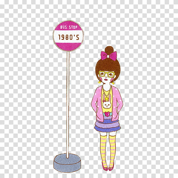 Files , woman standing beside bus stop 's stand illustration transparent background PNG clipart