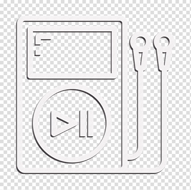Electronic Device icon Ipod icon Mp3 player icon, Text, Logo, Blackandwhite, Symbol, Signage transparent background PNG clipart