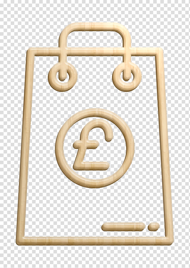 Pound icon Shopping bag icon Money Funding icon, Brass, Metal, Symbol, Circle, Beige transparent background PNG clipart