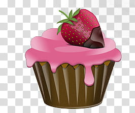 Cupcakes , brown and pink cupcake illustraion transparent background PNG clipart