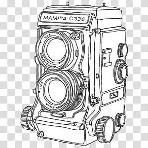 drawings, white Mamiya C reflex camera illustration transparent background PNG clipart