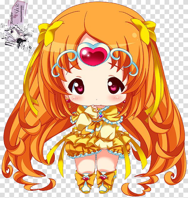 Renders Anime Chibi, girl with orange hair anime character transparent background PNG clipart