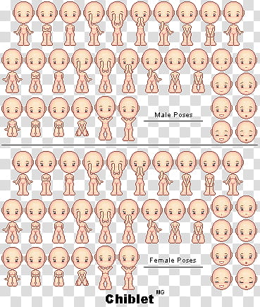Chiblet Base, Chiblet male and female poses sprites transparent background PNG clipart