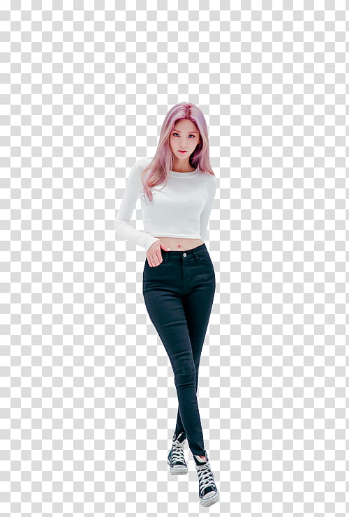 CHAE EUN, woman wearing white shirt and jeans transparent background PNG clipart