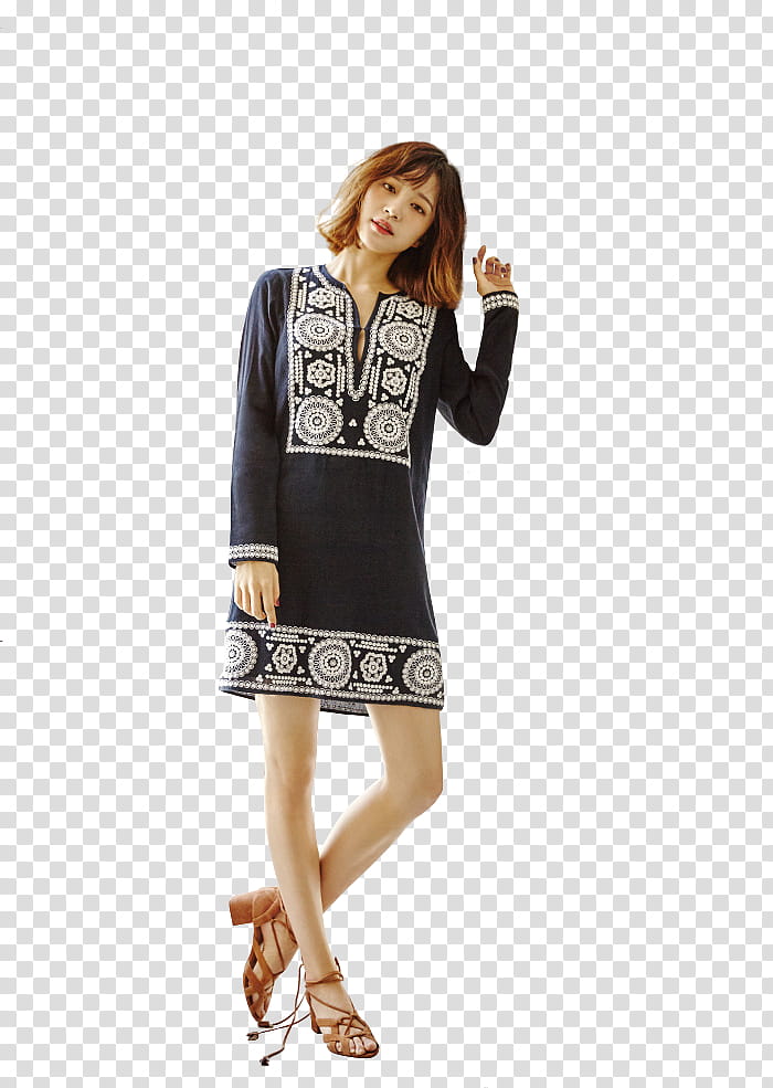 EXID HANI Instyle P, woman wearing black and white dress transparent background PNG clipart