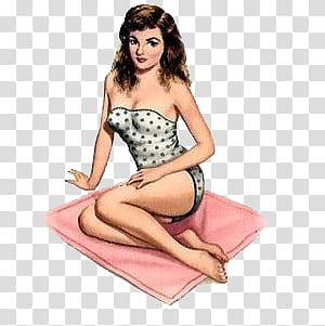 Pin up girls III, women's white and black strapless bodysuit transparent background PNG clipart