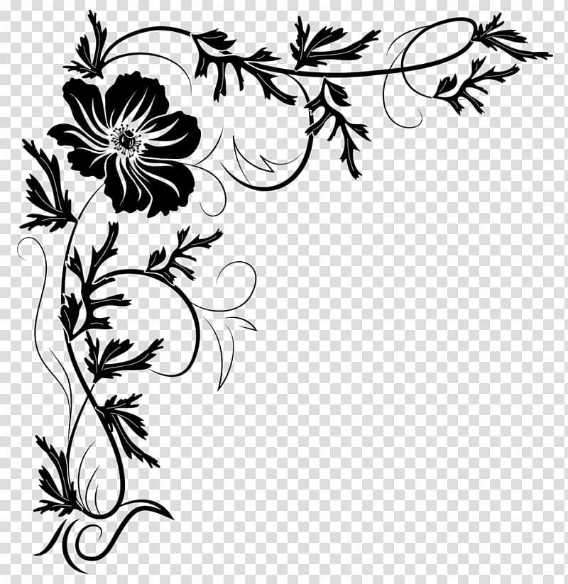 Corners , black flower illustration transparent background PNG clipart