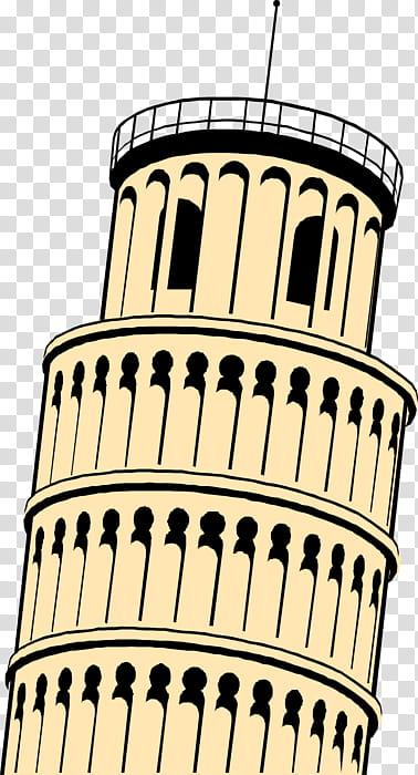 Building, Leaning Tower Of Pisa, Bell Tower, Landmark, Drawing, Facade, Black And White transparent background PNG clipart