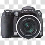 Digital cameras icons, fujifilm, black Fujifilm DSLR camera transparent background PNG clipart