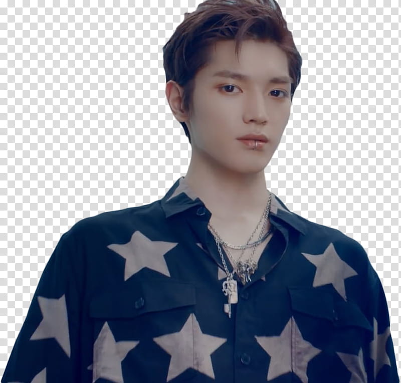 NCT NCT  YEARBOOK, men wearing black and brown star print collared shirt transparent background PNG clipart
