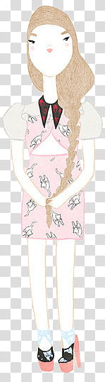 VintageDolls pedido para TheVintageRose, woman in pink and gray dress sketch illustration transparent background PNG clipart