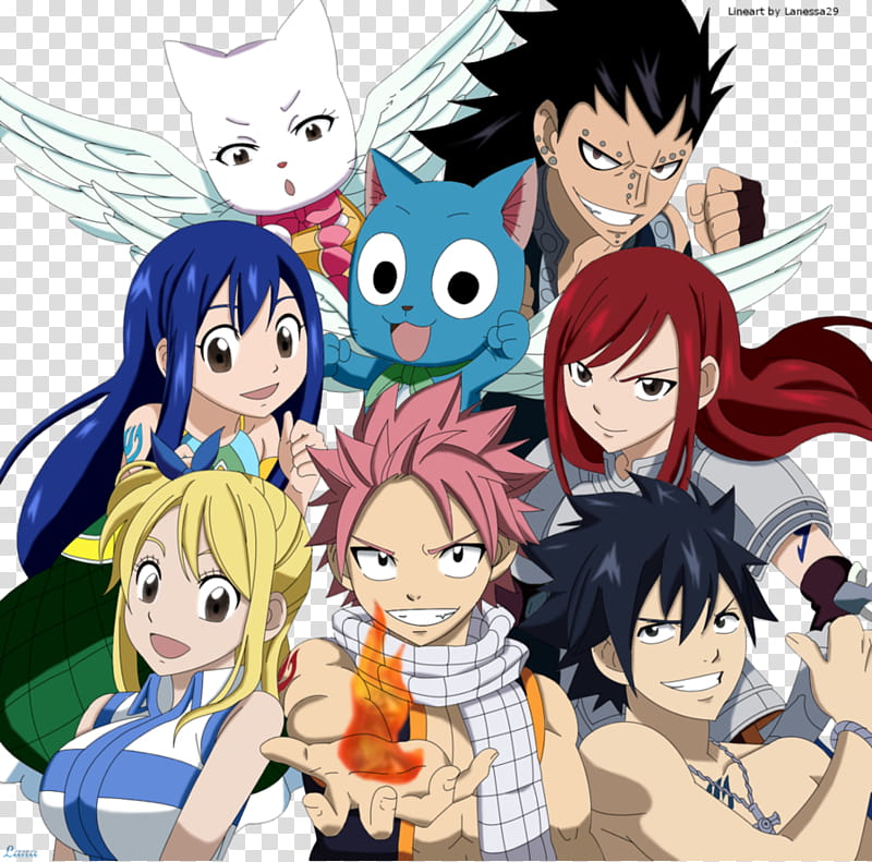 Fairytail Group, Fairy Tail anime characters illustration transparent background PNG clipart