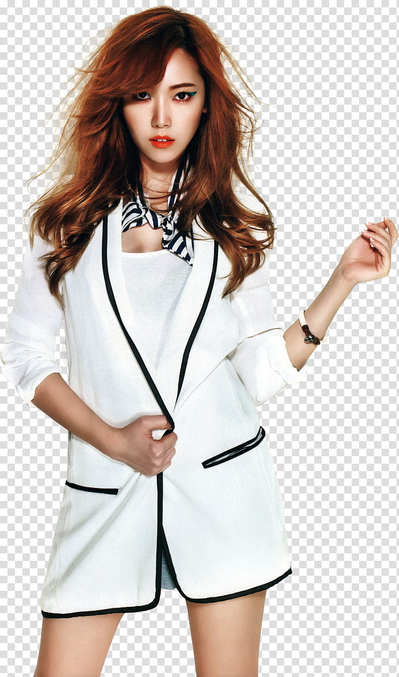 Jessica SNSD Render, women's white button-up coat transparent background PNG clipart