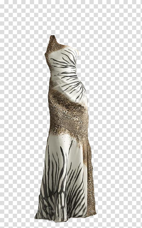 Print Dresses Big , white, brown, and black one-shoulder strap dress transparent background PNG clipart