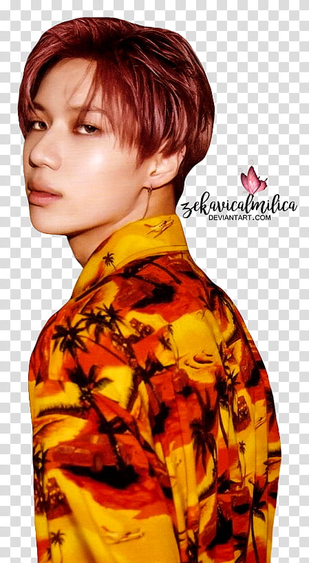 SHINee Taemin The Story Of Light, standing man wearing yellow and red coconut palm tree graphic collared shirt transparent background PNG clipart