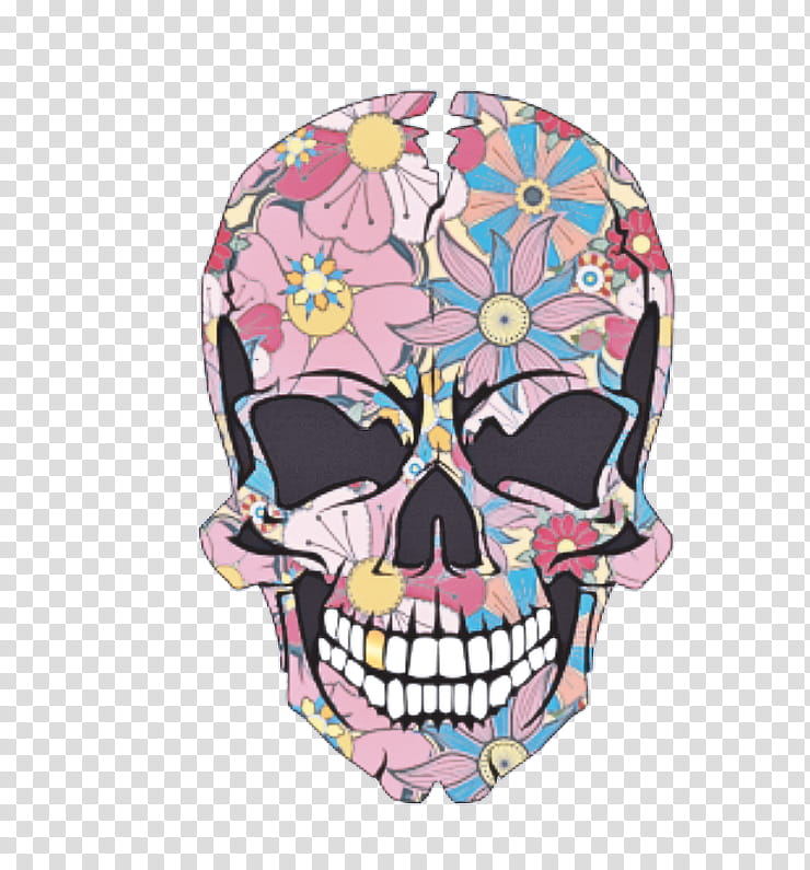 skull bone head pink pattern transparent background PNG clipart