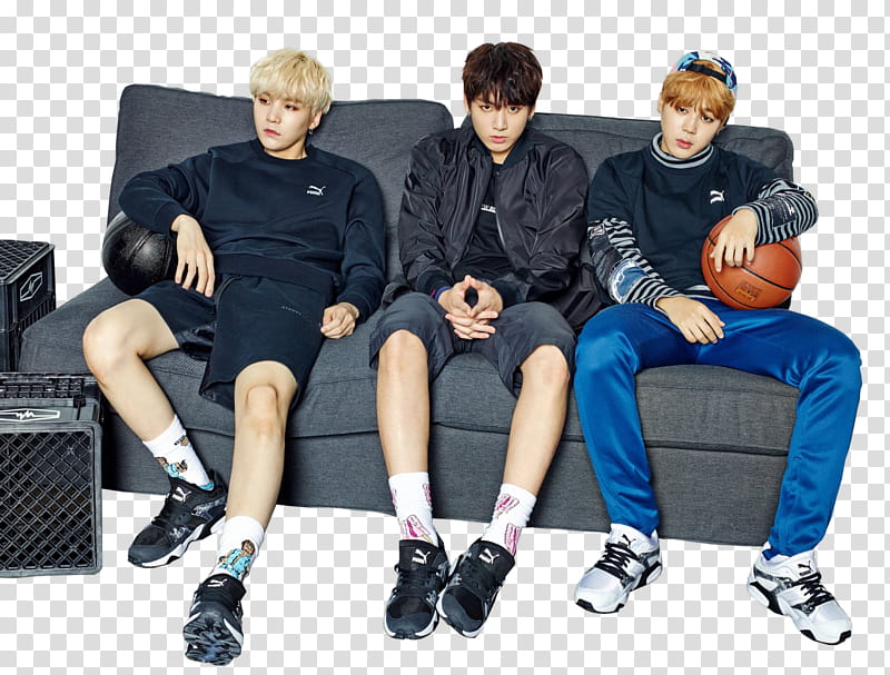 BTS , three men sitting on couch transparent background PNG clipart