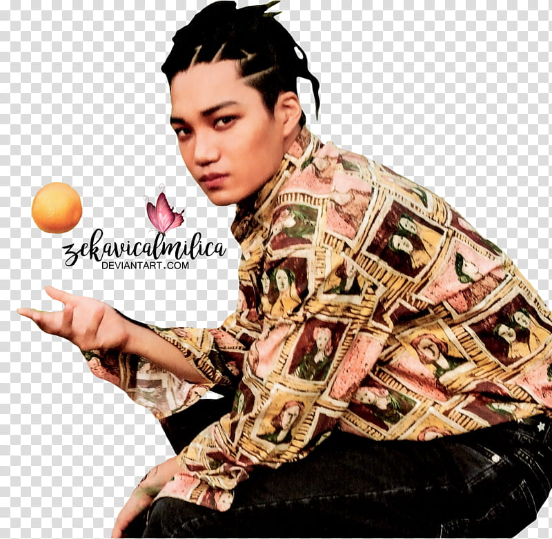 EXO Kai The War, man tossing orange fruit transparent background PNG clipart