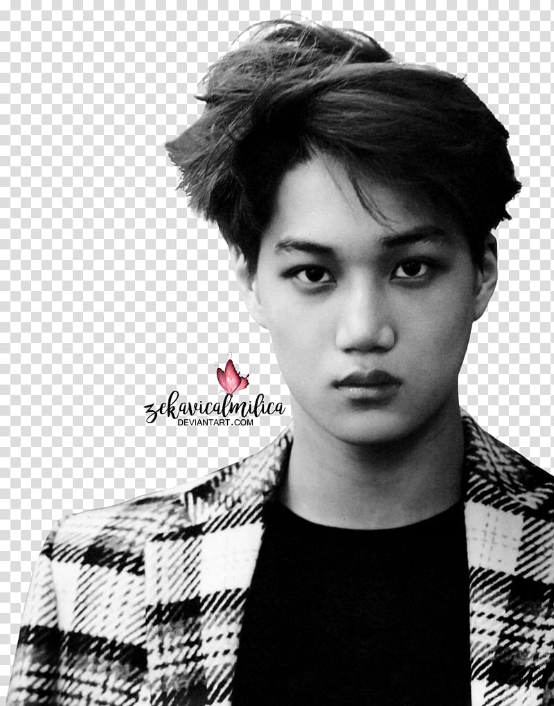 EXO Kai Die Jungs, man wearing black and white top transparent background PNG clipart
