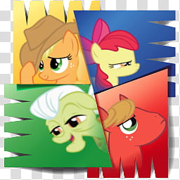 All icons in mac and ico PC formats, zmisc, AppleVG antivirus, four My Little Pony collage transparent background PNG clipart