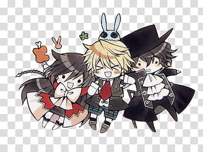 Chibi Pandora Hearts, three toddler's animated illustration transparent background PNG clipart