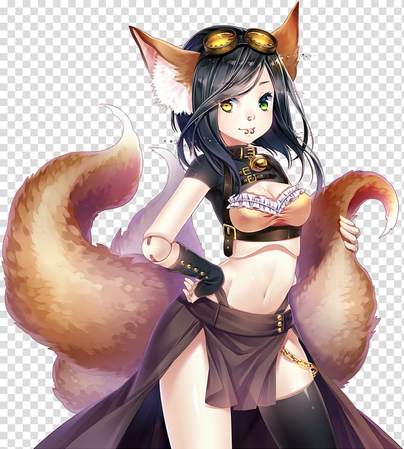 COM:RGDLLII, girl fox anime character with black hair transparent background PNG clipart