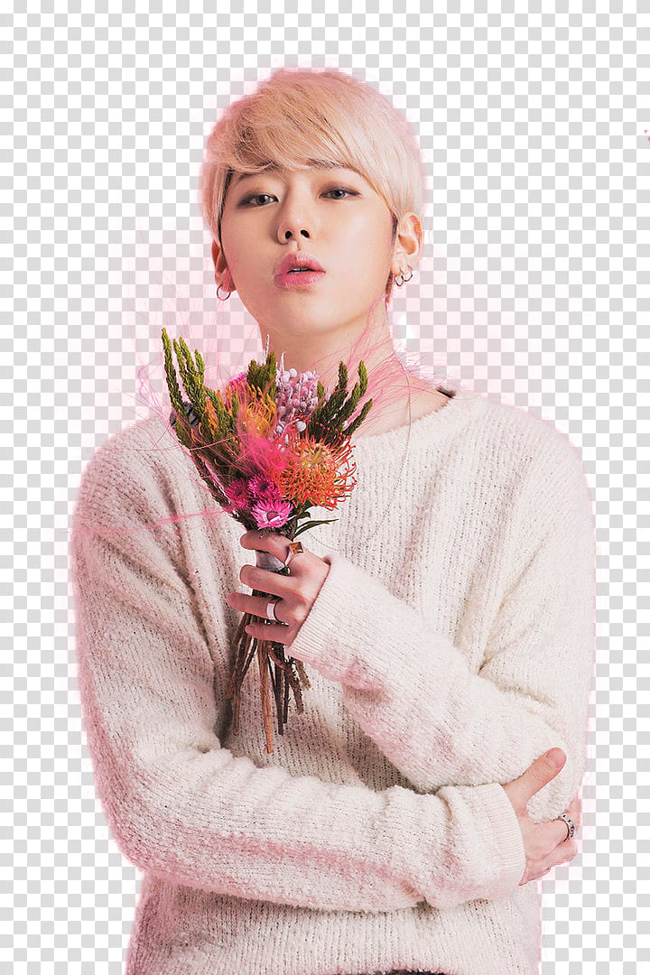 ZICO BLOCK B, man holding bouquet of flowers transparent background PNG clipart