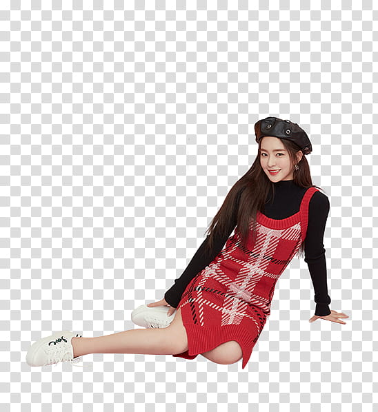 Red Velvet Irene NUOVO P, woman wearing dress lying on floor transparent background PNG clipart