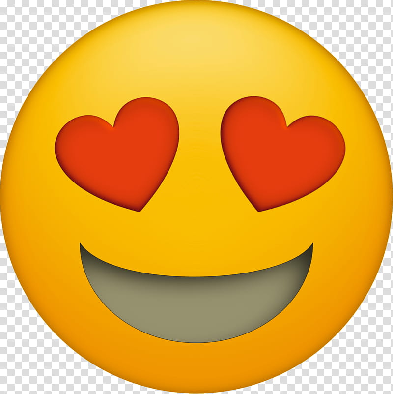 Heart Eye Emoji, Emoticon, Smile, Smiley, Face, Love, Yellow, Orange transparent background PNG clipart