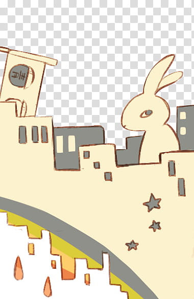 , illustration of rabbit and high-rise buildings transparent background PNG clipart