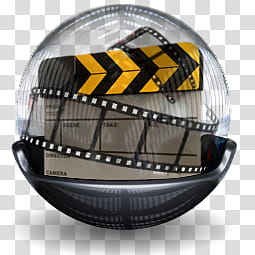 Sphere   , gray and black clapboard inside clear ball illustration transparent background PNG clipart