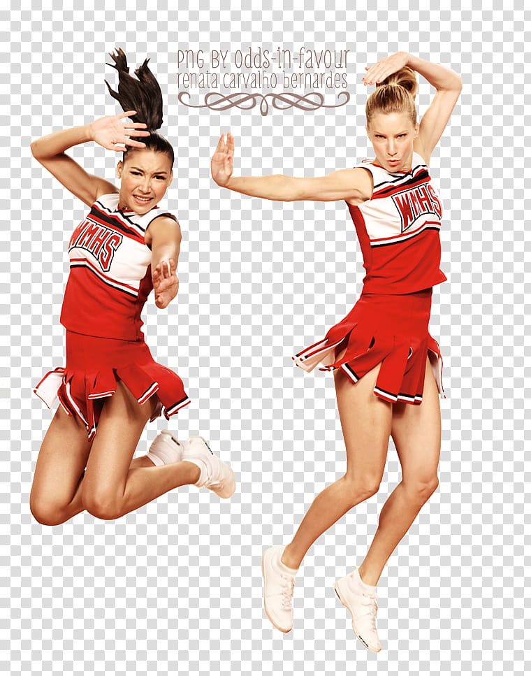 Brittana, two cheerleaders with text overlay transparent background PNG clipart