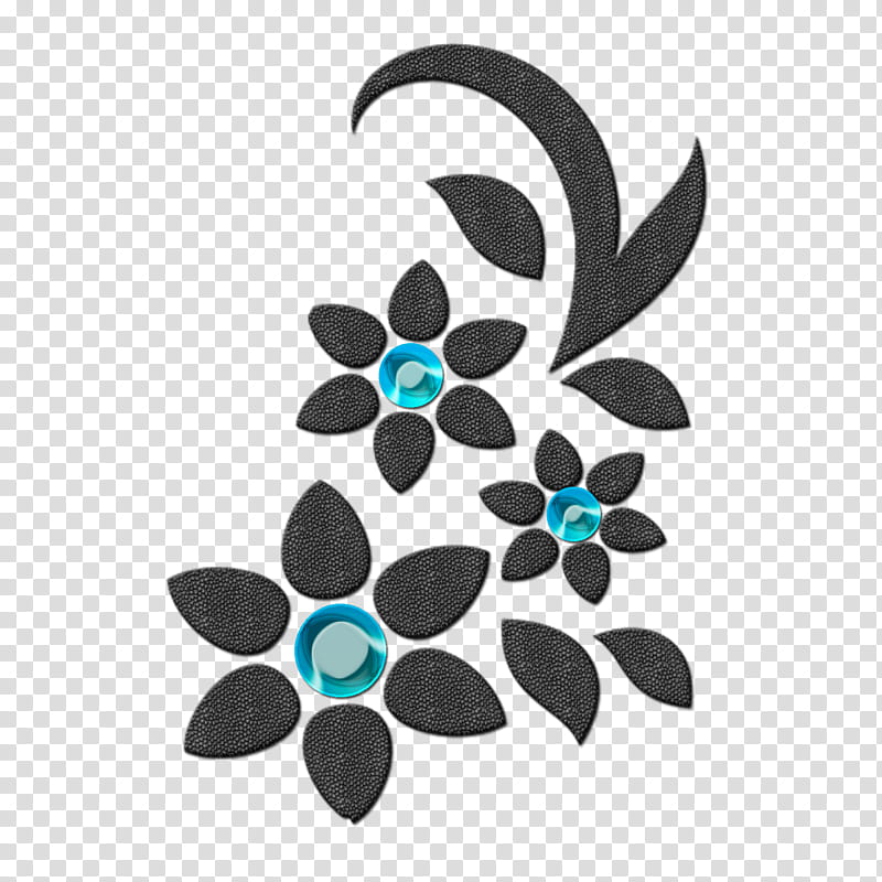 Graceful decorative embellishm, black and blue flowers illustration transparent background PNG clipart