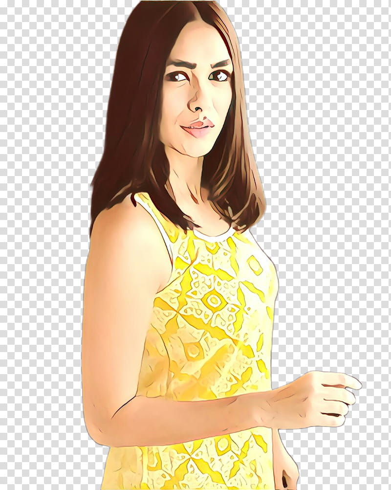 clothing yellow dress shoulder fashion model, Cartoon, Neck, Sleeve, Peach, Day Dress, Waist transparent background PNG clipart