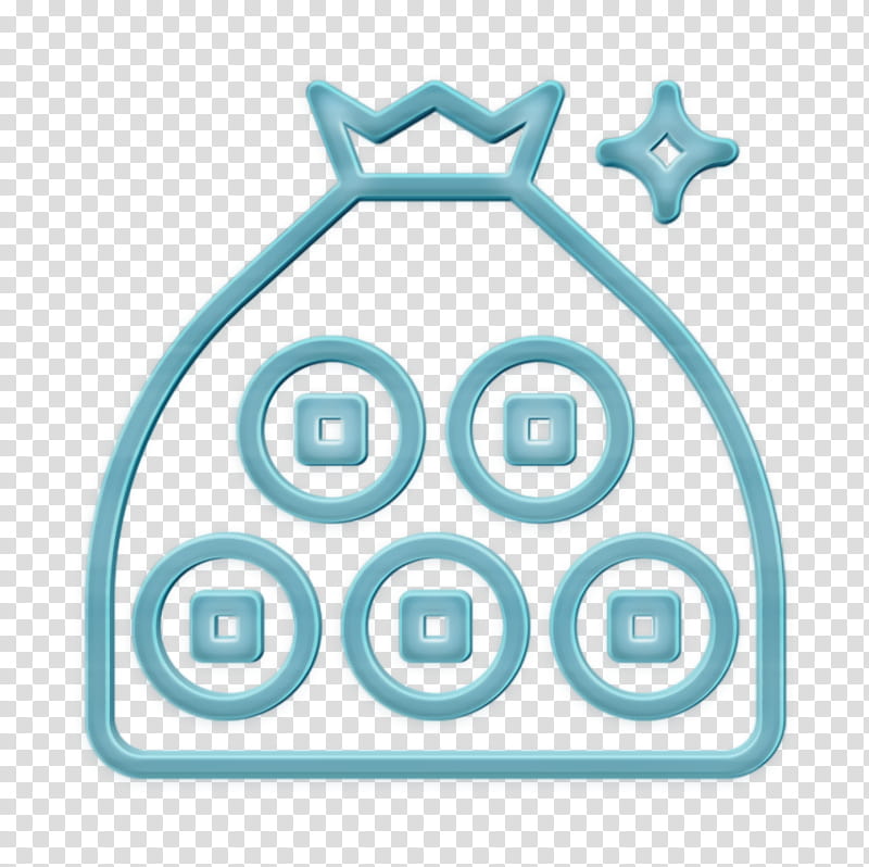 bag icon chinese icon coin icon, Money Icon, New Icon, Wealth Icon, Year Icon, Aqua transparent background PNG clipart