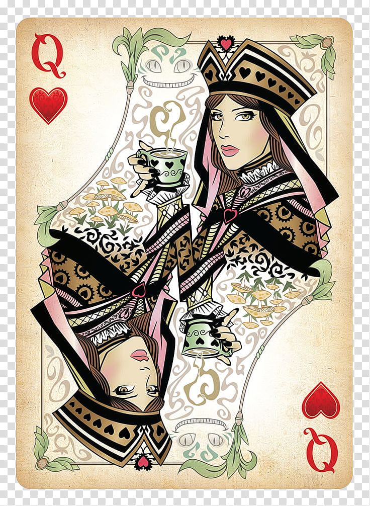 Playing Cards, Queen Of Hearts card transparent background PNG clipart