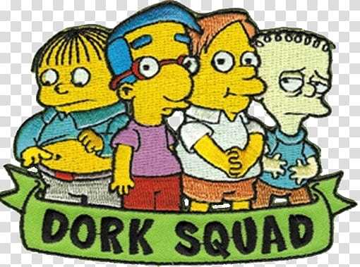 , The Simpsons Dork Squad embroidered patch transparent background PNG clipart