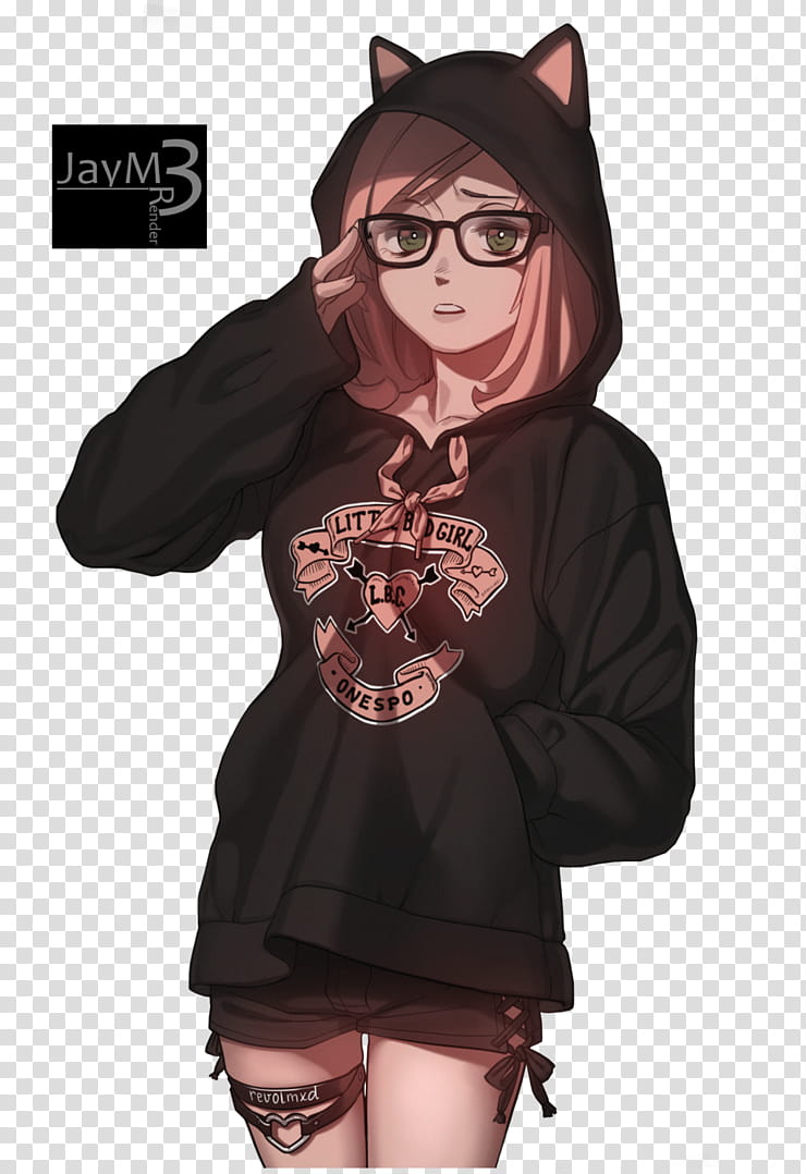 Girl Render #, woman wearing hoodie illustration transparent background PNG clipart