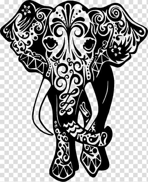 Indian elephant, Line Art, Blackandwhite, Coloring Book, Visual Arts transparent background PNG clipart