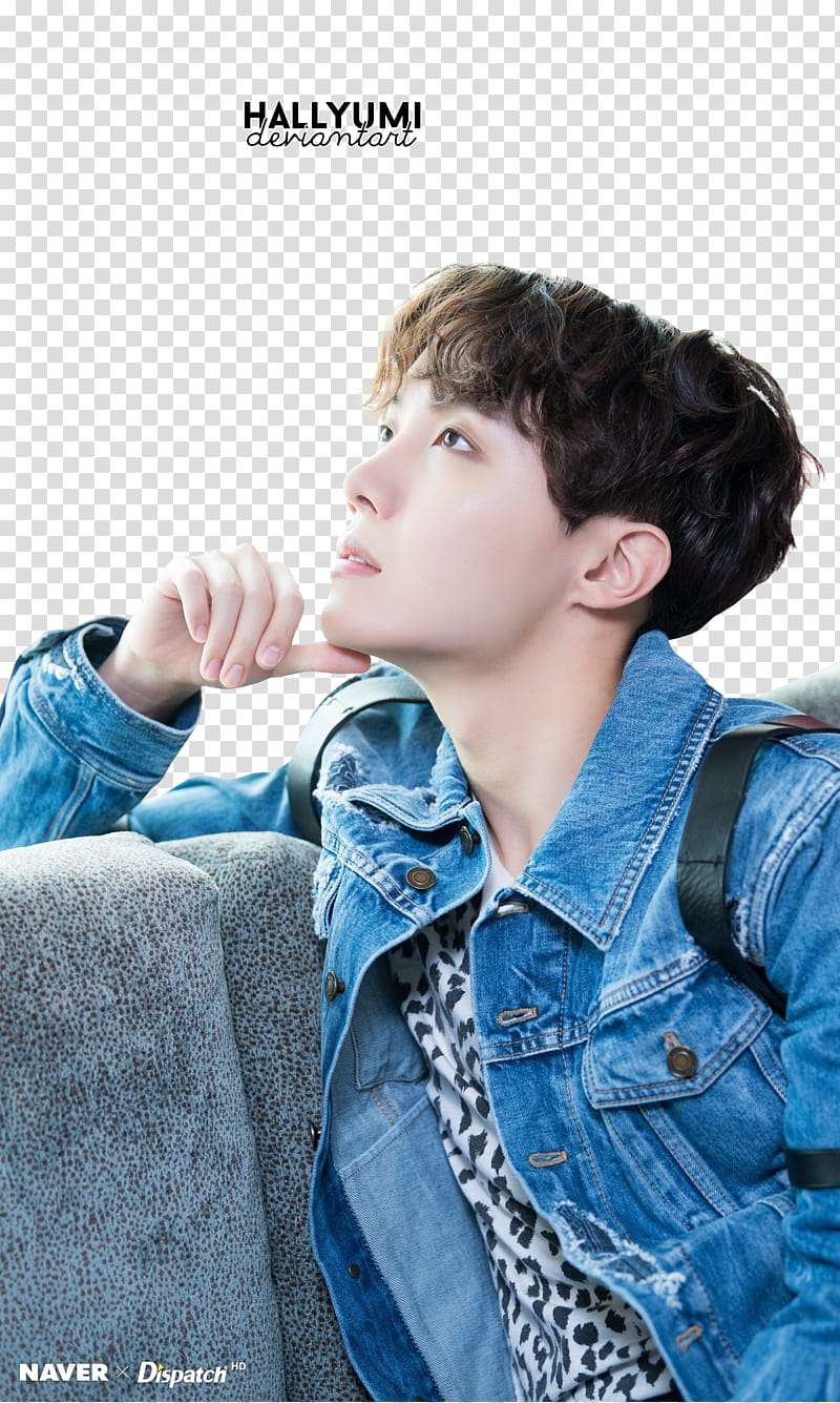 J Hope BBMAs , man with blue denim jacket transparent background PNG clipart