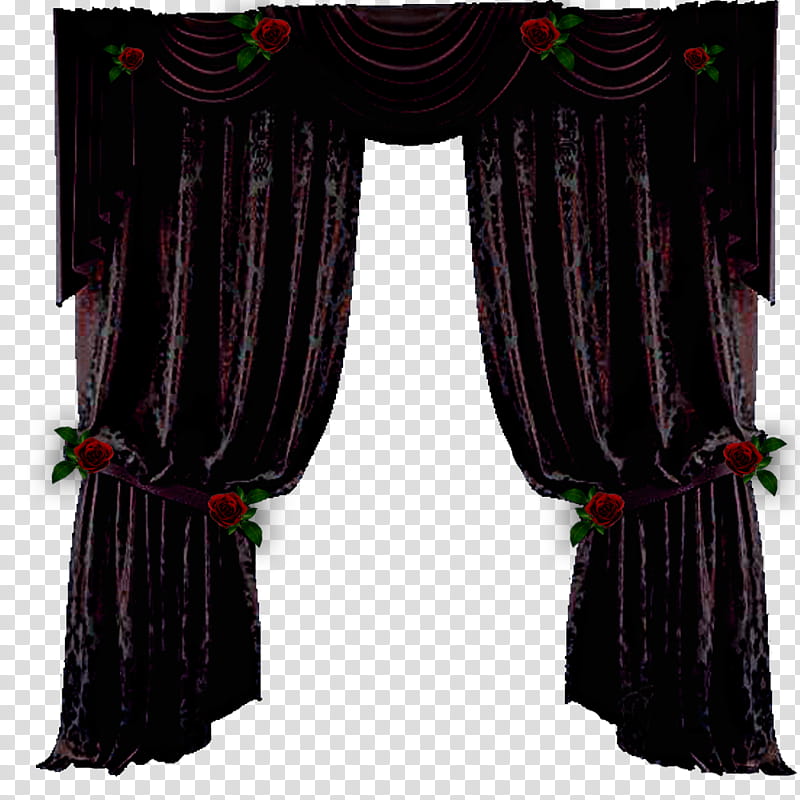 Curtain, black and red floral curtain transparent background PNG clipart
