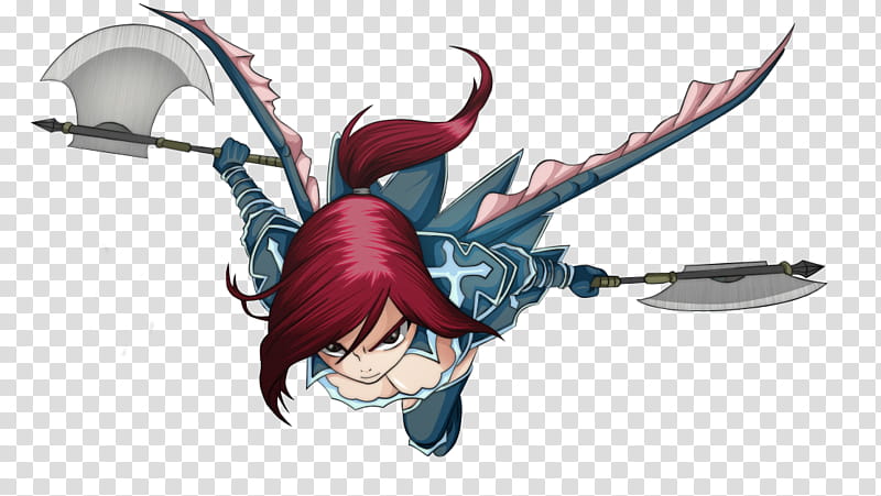 Fairy Tail Erza Scarlet, red-haired anime character transparent background PNG clipart