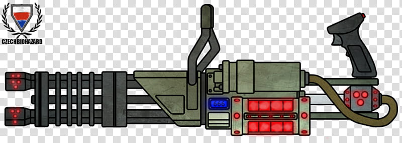 Fictional Firearm: Plasma Minigun HC-, grey and red rifle illustration transparent background PNG clipart