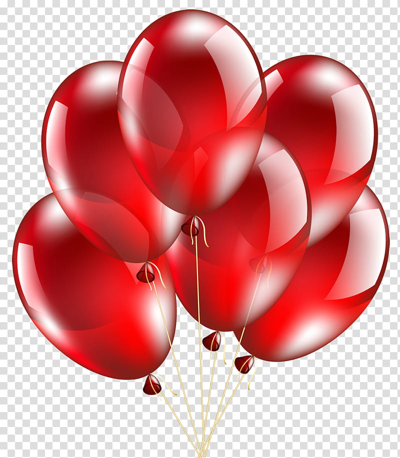 Red Balloons, six red balloons art transparent background PNG clipart