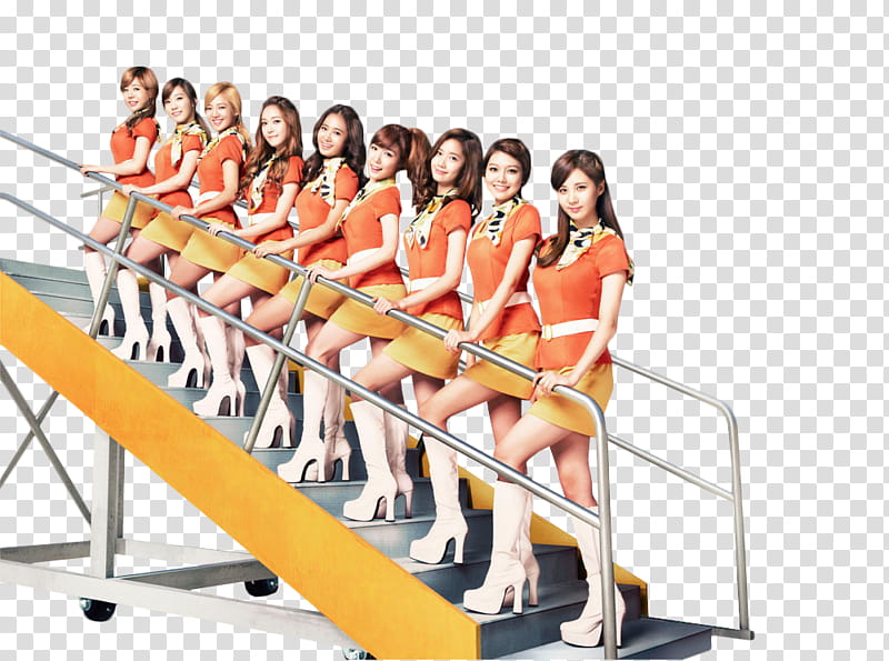 Girls Generation , Girl's Generation on stairs transparent background PNG clipart