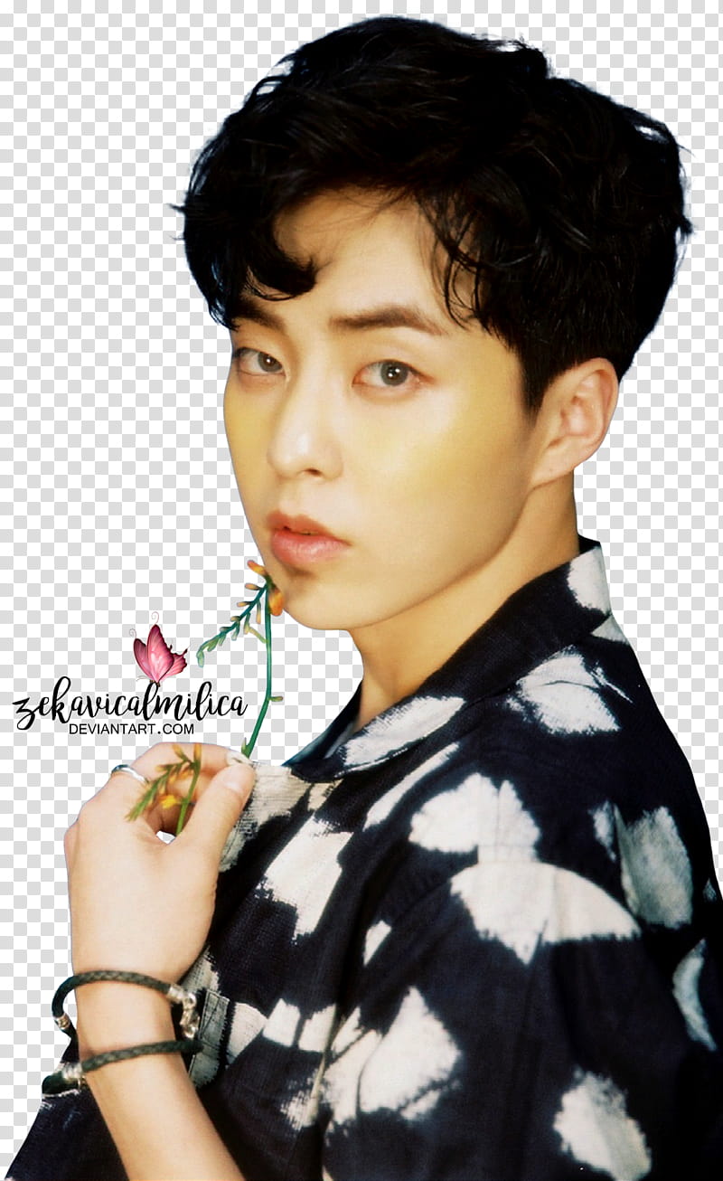 EXO Xiumin The War, EXO Xiumin in black and white floral top transparent background PNG clipart