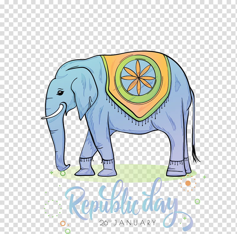 Indian elephant, India Republic Day, India Elephant, 26 January, Happy India Republic Day, Watercolor, Paint, Wet Ink transparent background PNG clipart