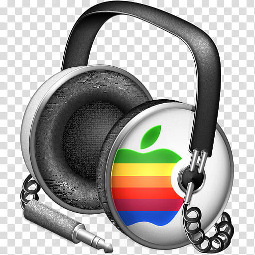 iTunes Icon , Apple_x, gray and black headphones transparent background PNG clipart